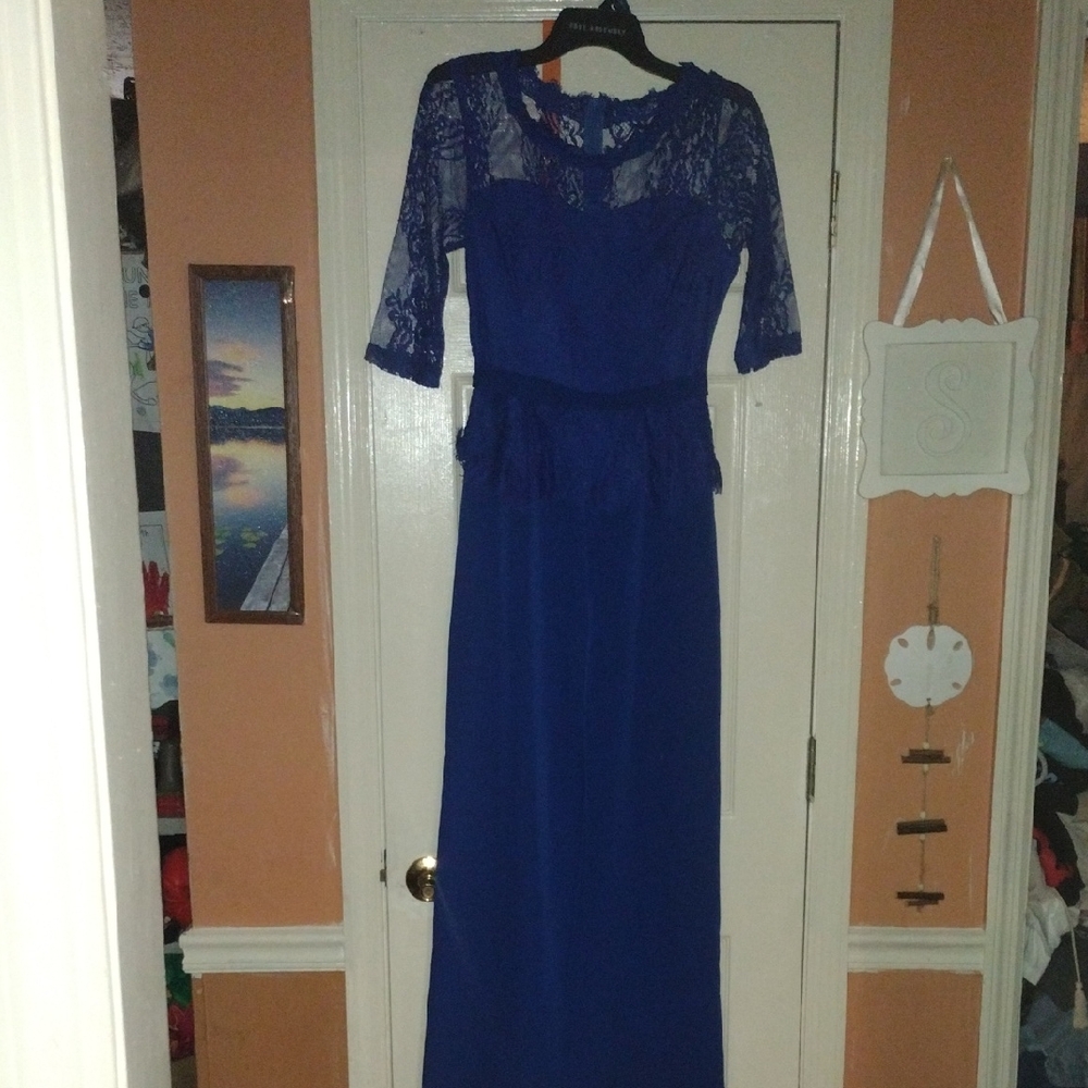 Chic Royal Blue Lace Jumpsuit